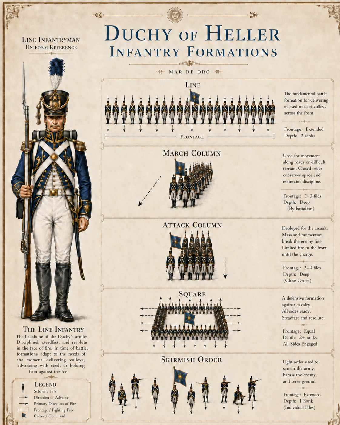 Duchy of Heller infantry formations reference plate